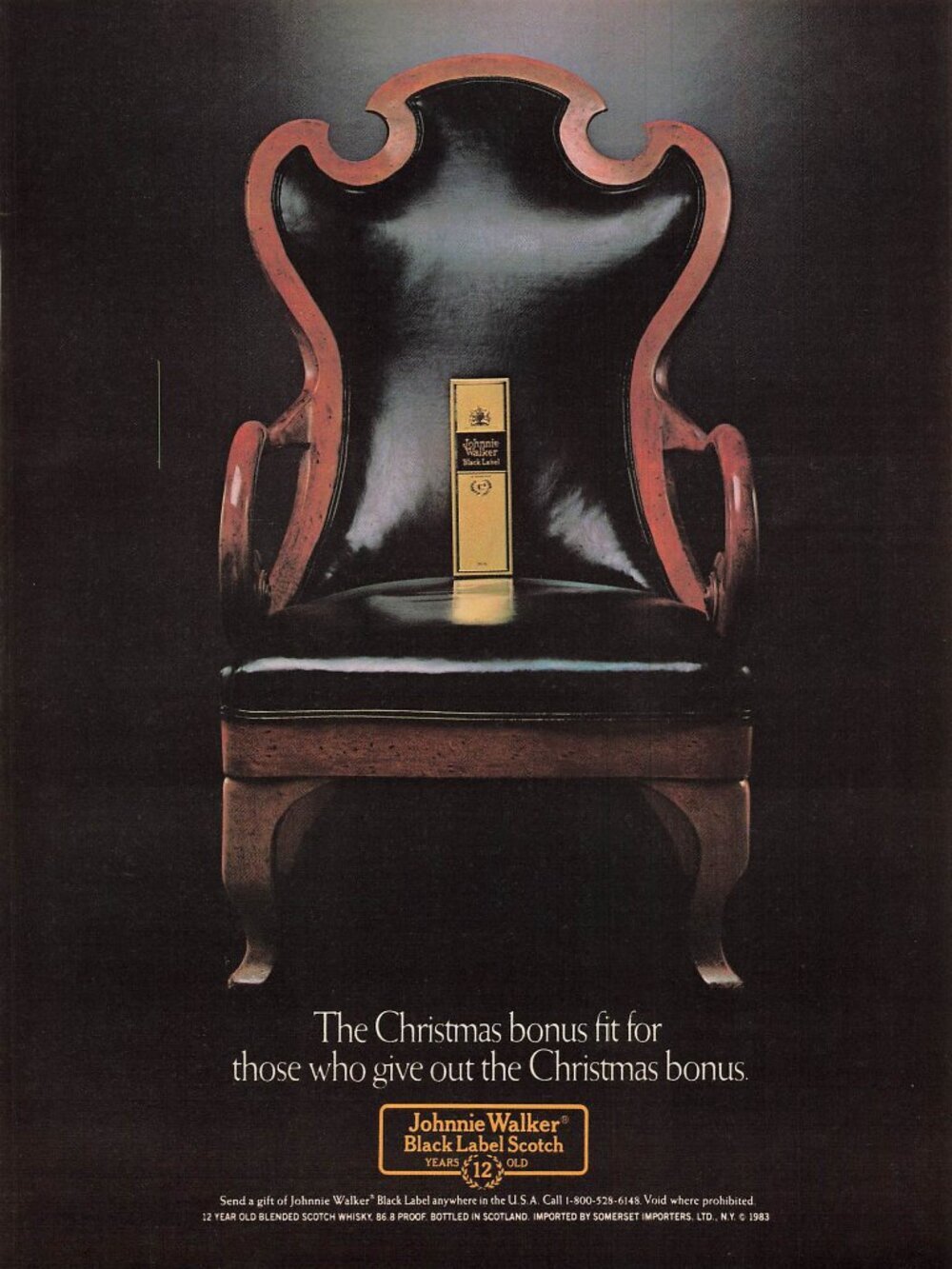 1983 Johnnie Walker Black Christmas Vintage Print Ad Black Label Scotch